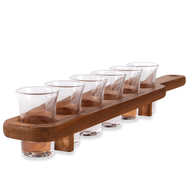 Alpen Home Wooden Drinks Paddle With 6 Shot Glasses M&W Wayfair.co.uk
